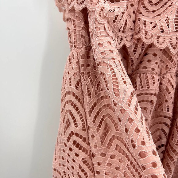 Trac Light Pink Lace Off Shoulder Sweetheart Neckline Mini Dress Layered Small - Picture 5 of 7